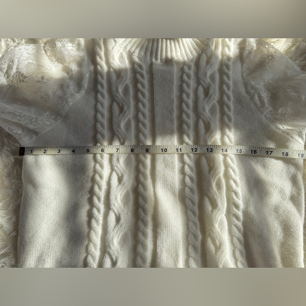 NWOT Cable-Knit Lace-Sleeved Sweater - Picture 7 of 11